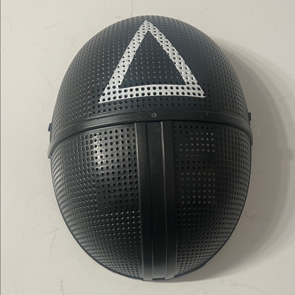 Black Squid Games Mask with White Triangle Design
